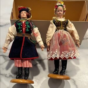 Traditional Polish Folk Dolls in Colorful Attire